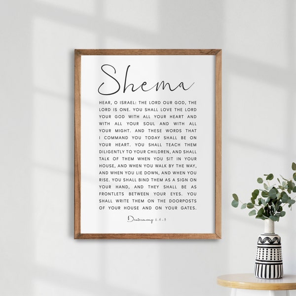 Deuteronomy 6:4-9 Shema. Bible Verse Wall Art. Christian Gift. Modern Bible Verse. Scripture Sign. Church Signs. Christian Wall Decor.