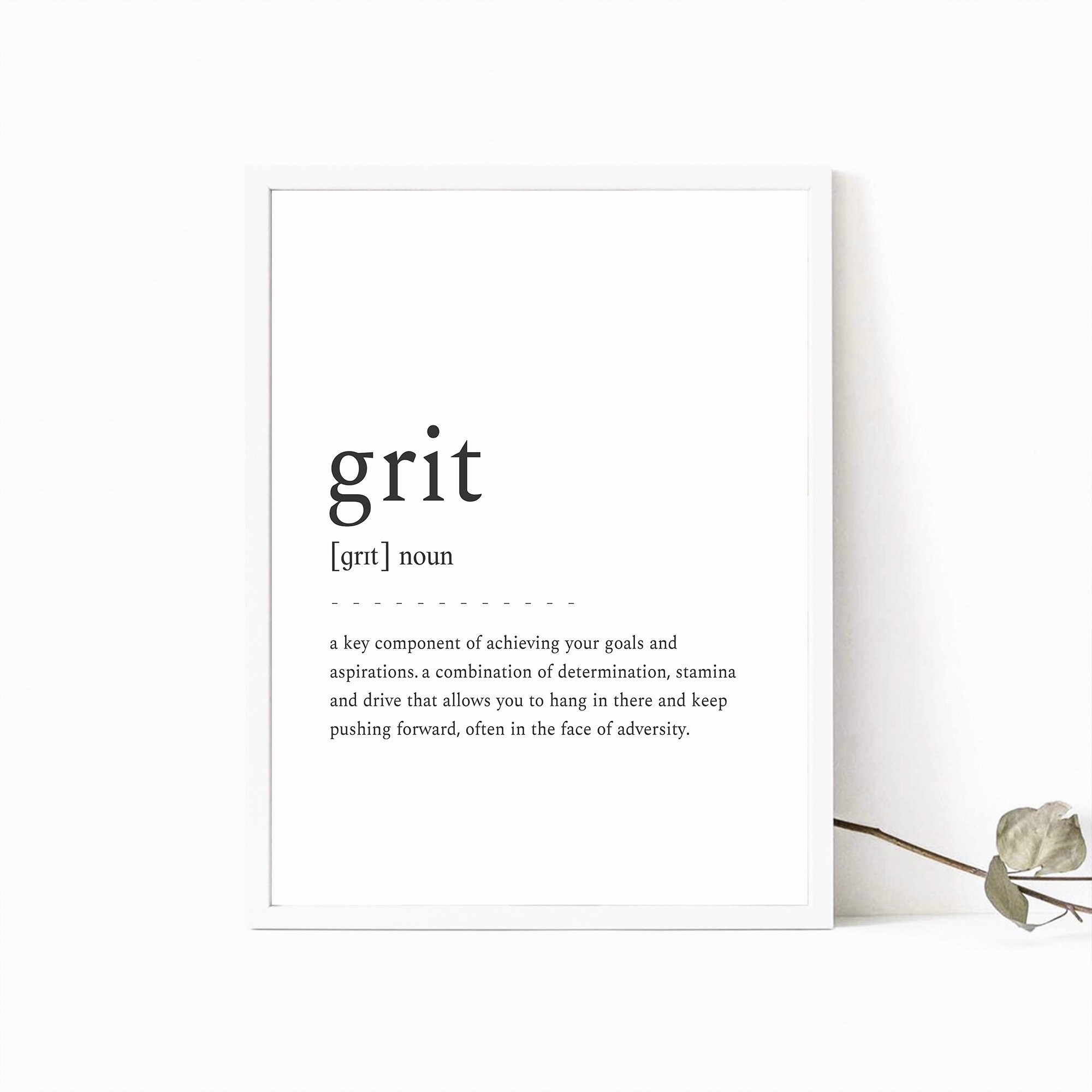 Office Decor. Grit Print. Grit Definition. Printable Wall Art. Etsy