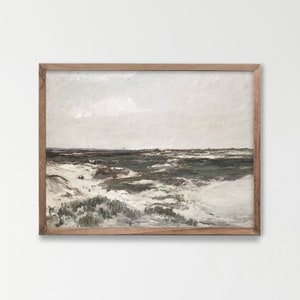 Vintage Winter Landscape Wall Art. Coastal Beach Oil Painting. Vintage Abstract Print. Rustic Wall Decor. H-11