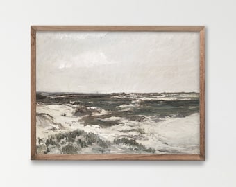 Vintage Küsten Winter Ölgemälde Druck, rustikale abstrakte Strand Dekor (digitaler Download)