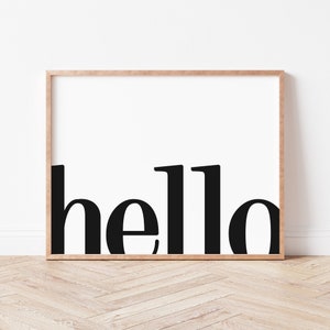 Hello Sign. Entryway Wall Decor. Hello Print. Printable Wall Art. Typography Print. Hello Poster. Welcome Wall Art. Entryway Prints.