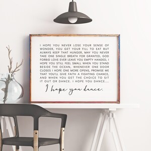 I Hope You Dance Lyrics Printable. Nursery Decor. Song Lyrics Wall Art
