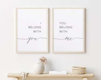 Set di 2 stampe per camera da letto "I Belong With You" (download digitale)