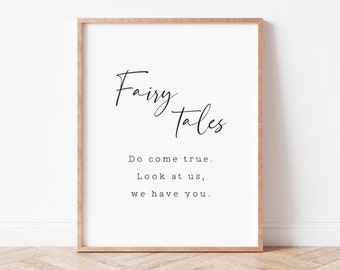 Fairy Tales Nursery Quote Art, Baby Girl Room Decor (Printable)