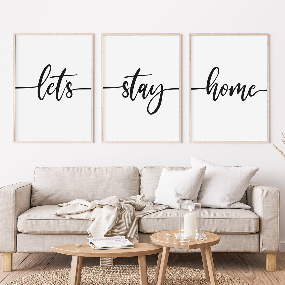 Let's Stay Home Sign. Set of 3 Prints. Home Decor Wall - Etsy