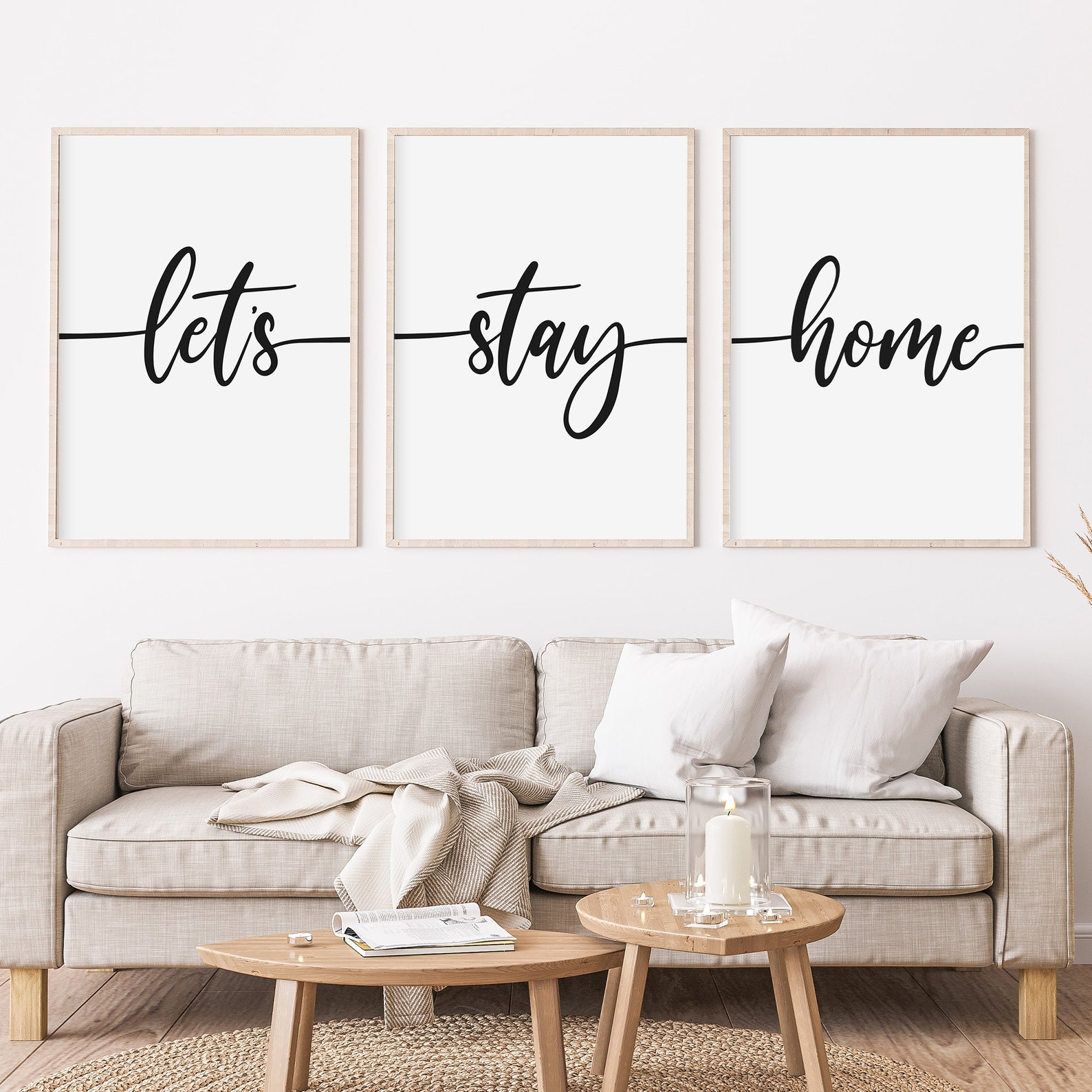 Let's Stay Home Sign. Set of 3 Prints. Home Decor Wall - Etsy