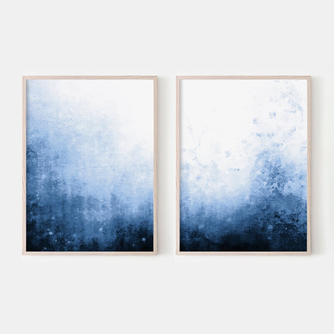 Navy Blue Abstract Wall Art. Set of 2 Prints. Dark Blue Print. - Etsy