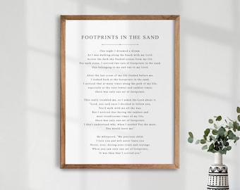 Gedichtenprint Footprints in the Sand, decor christelijk geschrift