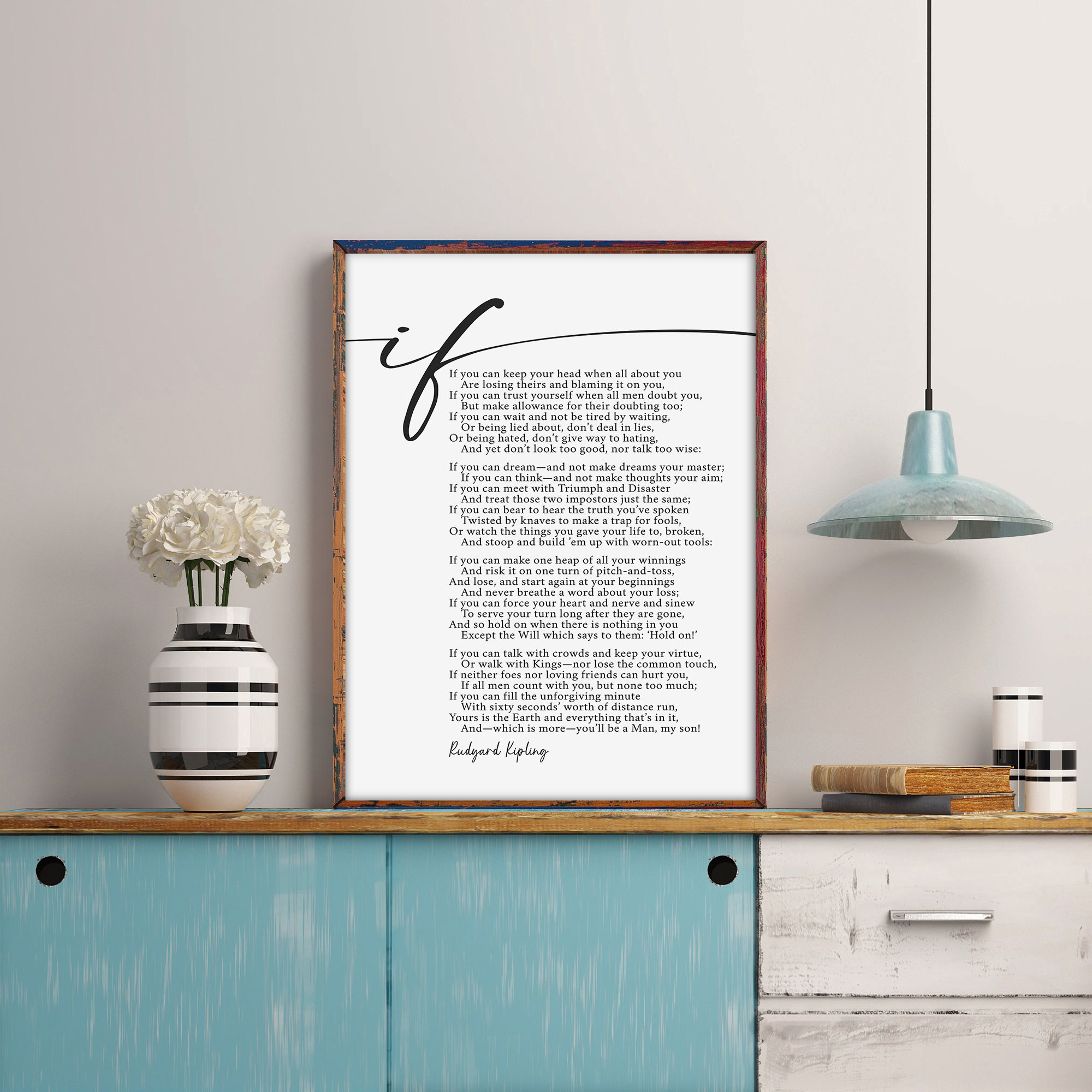 Bmotaso Poster da parete con poesia If Kipling di Rudyard Kipling, decorazione artistica da parete per casa e ufficio, con cornice, 20,3 x 30,5 cm