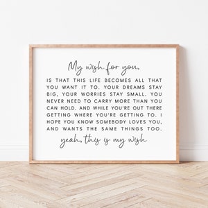 My Wish For You Sign. Nursery Quote Print. Kids Room Decor. Song Lyrics Print. Inspirational Quote Printable. Nursery Wall Art.