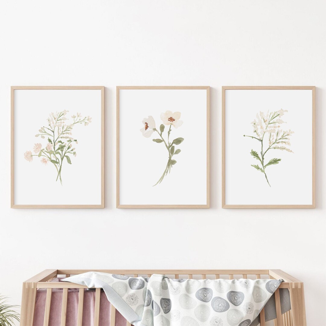 Watercolor Wildflower Prints, Baby Girl Nursery Decor (digital Download ...
