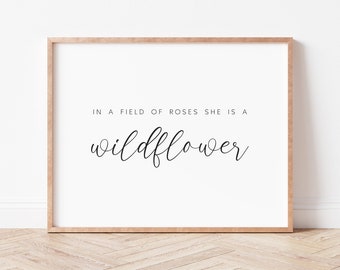 Impression de chambre de fille de fleurs sauvages, citation de petite fille (téléchargement numérique)
