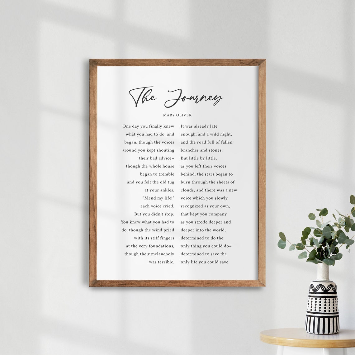 The Journey. Mary Oliver Print. Motivation Wall Decor. | Etsy