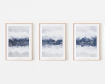 Navy Blue Abstract Wall Art, Modern Minimalist Print (Digital Download)