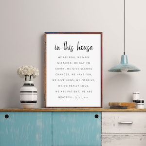 In This House Sign. Inspirational Quotes. Family Quote Print. Living Room Wall Art. Family Sign. Family Gift. Printable Wall Art.