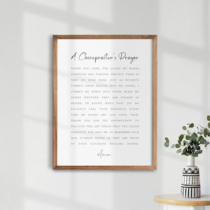 A Chiropractor&#39;s Prayer. Chiropractor Gift. Chiropractor Prayer. Inspiration. Wall Art. Minimalist. Print. Graduation. Wall Decor.