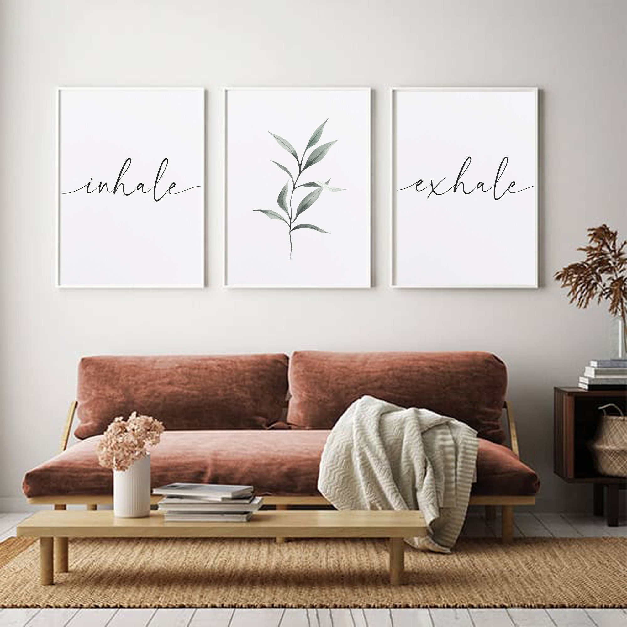 Inhale Exhale Yoga Print Set, Botanical Wall Art (digital Download) - Etsy