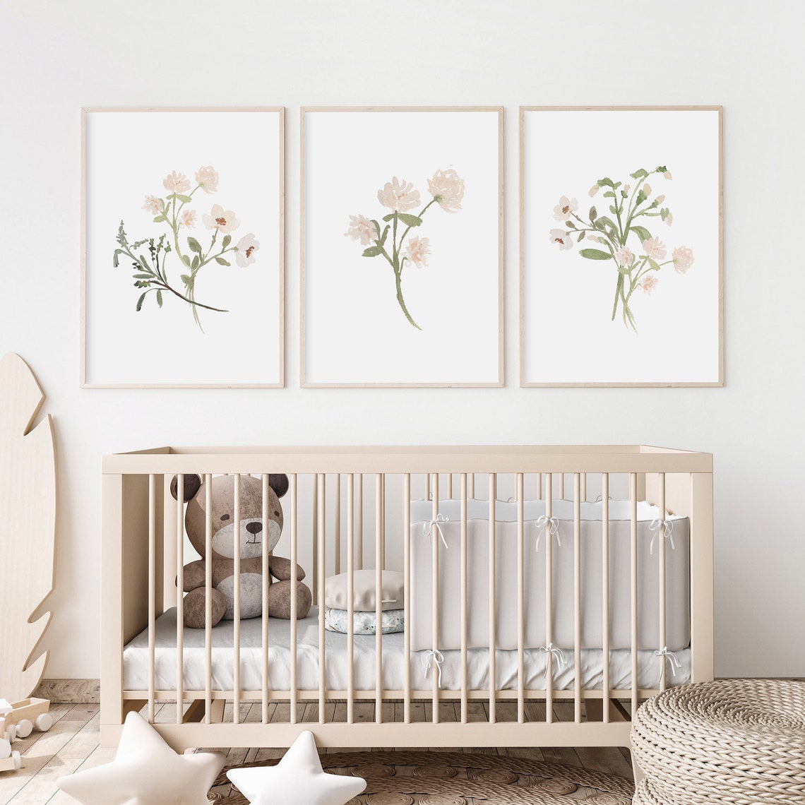 Floral Watercolor Print Set, Wildflower Baby Girl Nursery Art - Etsy