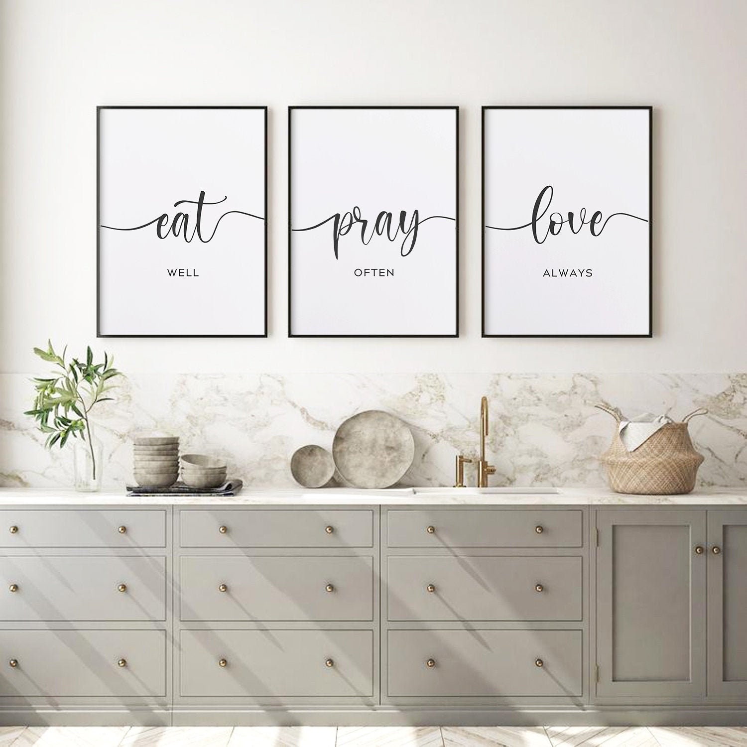 Eat Pray Love Print. Set of 3 Wall Art. Kitchen Wall Art. Etsy