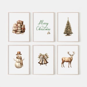 Arte de la pared del vivero de Navidad. Conjunto de 6 impresiones. Regalo de Navidad para niños. Arte de la pared navideña. Descarga digital navideña.