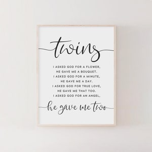 Twins print. Nursery Decor. Twins Quote. Nursery Quote Print. Twins Baby Gift. Twins Nursery Decor. Twin Nursery Wall Art. Twins Gift.