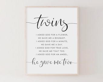 Twins print. Nursery Decor. Twins Quote. Nursery Quote Print. Twins Baby Gift. Twins Nursery Decor. Twin Nursery Wall Art. Twins Gift.