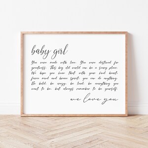 Baby Girl Nursery Wall Art. Nursery Quote Print. Baby girl Room Decor. Nursery Quotes. Baby Girl Gift. Nursery Decor. Over the Crib Decor.