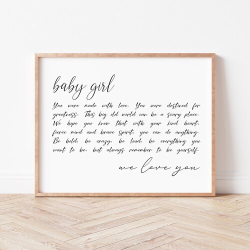 Baby Girl Nursery Decor. Nursery Quote Print. Baby Girl Room Etsy