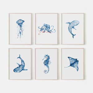 Nursery Ocean Prints. Sea Animal Art. Baby Shower Gift. Nursery Prints. Baby Animal Prints. Nautical Nursery Wall Art. Ocean Animals Art.