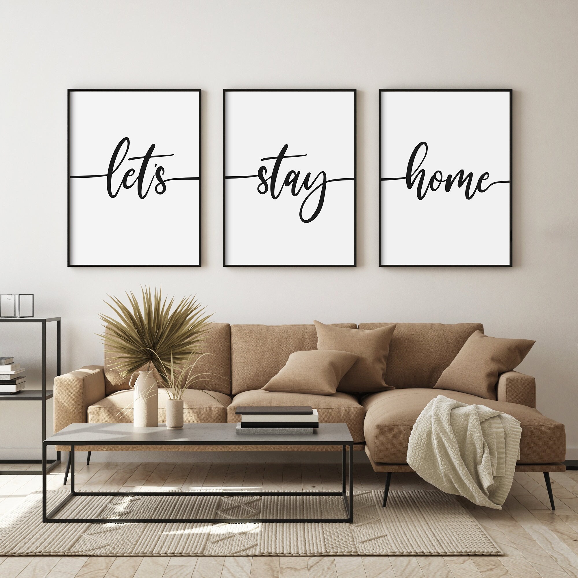 Let's Stay Home Sign. Set of 3 Prints. Home Decor Wall Etsy UK