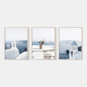 Greece Print Set. Santorini Print. Set of 3 Prints. European Wall Art. Coastal Wall Decor. Greece Poster. Home Decor Wall Art. Greece Art.