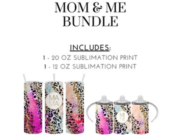 Mama and mini tumbler bundle - 20 oz skinny tumbler transfer - 12 oz kid transfer - sippy cup - water bottle - READY TO PRESS