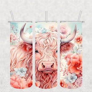 NOT A DIGITAL//Highland Cow// Sublimation Transfer// Ready To Press// 20 oz Skinny Tumbler Transfer