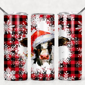 NOT A DIGITAL//Christmas Cow// Sublimation Transfer// Ready To Press// 20 oz Skinny Tumbler Transfer