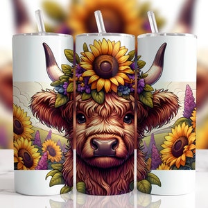 NOT A DIGITAL//Highland Cow// Sublimation Transfer// Ready To Press// 20 oz Skinny Tumbler Transfer