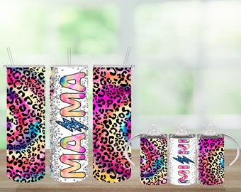 Mama Mini Leopard, SUBLIMATION TRANSFER, 12 oz, 20oz, Ready To Press, Not A Digital