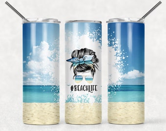Beach Life, TRANSFERENCIA DE SUBLIMACIÓN, Listo para imprimir, 20oz, Transferencia de impresión, no es digital