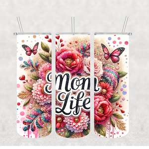 NO ES DIGITAL//Vida de mamá// Transferencia de sublimación// Listo para presionar// Transferencia de vaso flaco de 20 oz