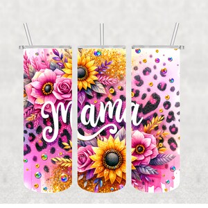 NOT A DIGITAL, Seamless, MAMA Glitter Leopard Print, Sublimation Transfer, Ready To Press, 20 oz Skinny Tumbler Transfer, Mothers Day