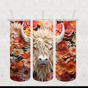 Highland Cow SUBLIMATION TRANSFER, Ready To Press Sublimation Transfer, 20 oz, Skinny Tumbler, Not A Digital
