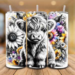 Highland Cow, SUBLIMATION TRANSFER, Ready To Press Sublimation Transfer, 20 oz, Tumbler Transfer, Not A Digital