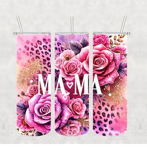 NOT A DIGITAL, Seamless, MAMA Glitter Leopard Print, Sublimation Transfer, Ready To Press, 20 oz Skinny Tumbler Transfer, Mothers Day