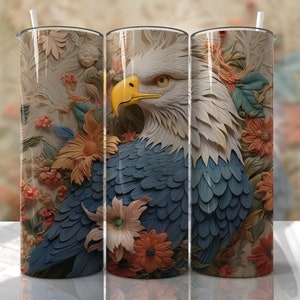 NO ES DIGITAL//3D Eagle// Transferencia de sublimación// Listo para prensar// Transferencia de vaso delgado de 20 oz