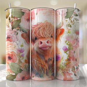 Highland Cow SUBLIMATION TRANSFER, Ready To Press Sublimation Transfer, 20 oz, Skinny Tumbler, Not A Digital