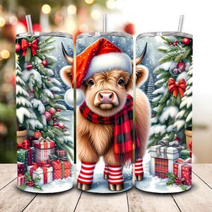 Christmas, Highland Cow SUBLIMATION TRANSFER, Ready To Press Sublimation Transfer, 20 oz, Tumbler Transfer, Not A Digital