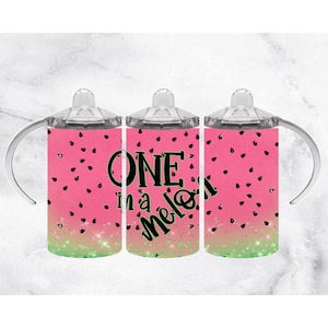 One In A Melon- 12 oz tumbler sublimation transfer - Childs Cup Design- kid design