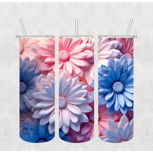NO ES DIGITAL//Floral 3D// Transferencia de sublimación// Listo para prensar// Transferencia de vaso delgado de 20 oz