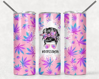 NO ES DIGITAL// Sin costuras//Dopest Mom//Mom Bun//Transferencia de sublimación// Listo para presionar// Transferencia de vaso delgado de 20 oz
