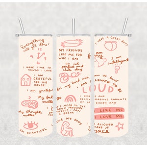 NOT A DIGITAL//Affirmation Design// Sublimation Transfer// Ready To Press// 20 oz Skinny Tumbler Transfer