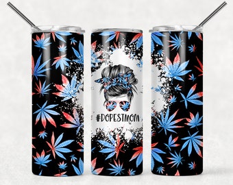 NO ES DIGITAL// Sin costuras//Dopest Mom//Mom Bun//Transferencia de sublimación// Listo para presionar// Transferencia de vaso delgado de 20 oz